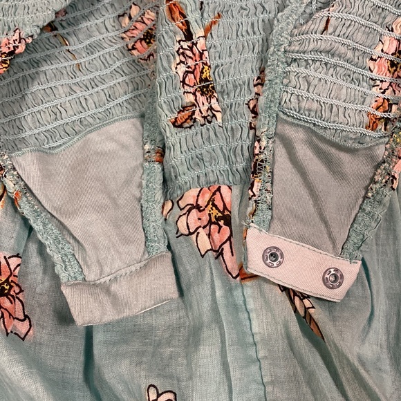 Intimately by FREE PEOPLE Floral Print Babyblue Short Sleeve Bodysuit Blouse S - Picture 11 of 12